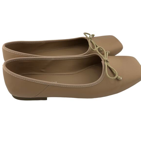 Steve Madden Girl Nude Vegan Leather Square Toe Vinyard Ballet Flats 8.5 - Picture 3 of 6